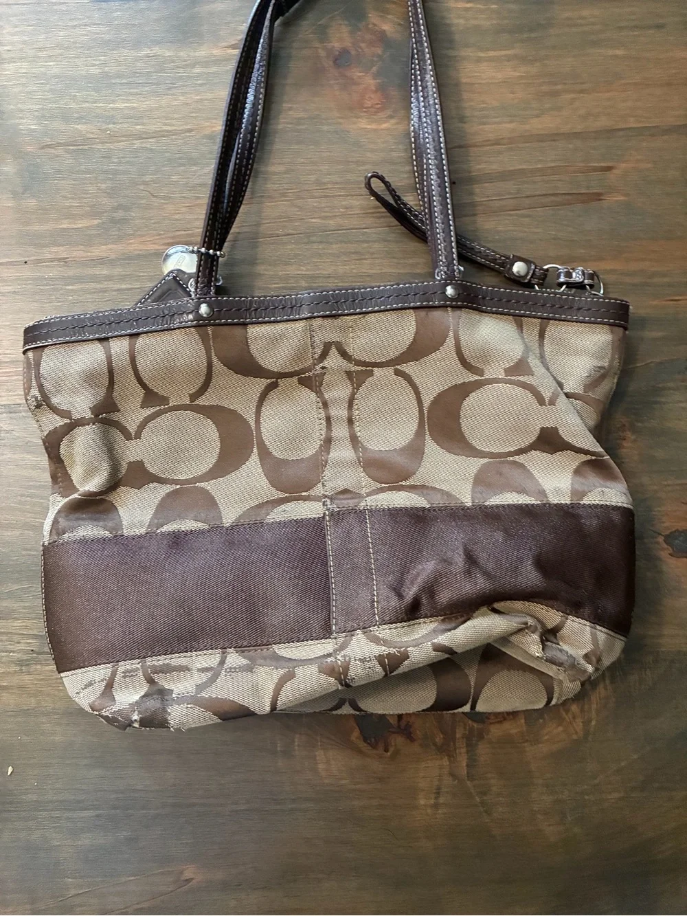 Brown Signature-Pattern Tote Bag